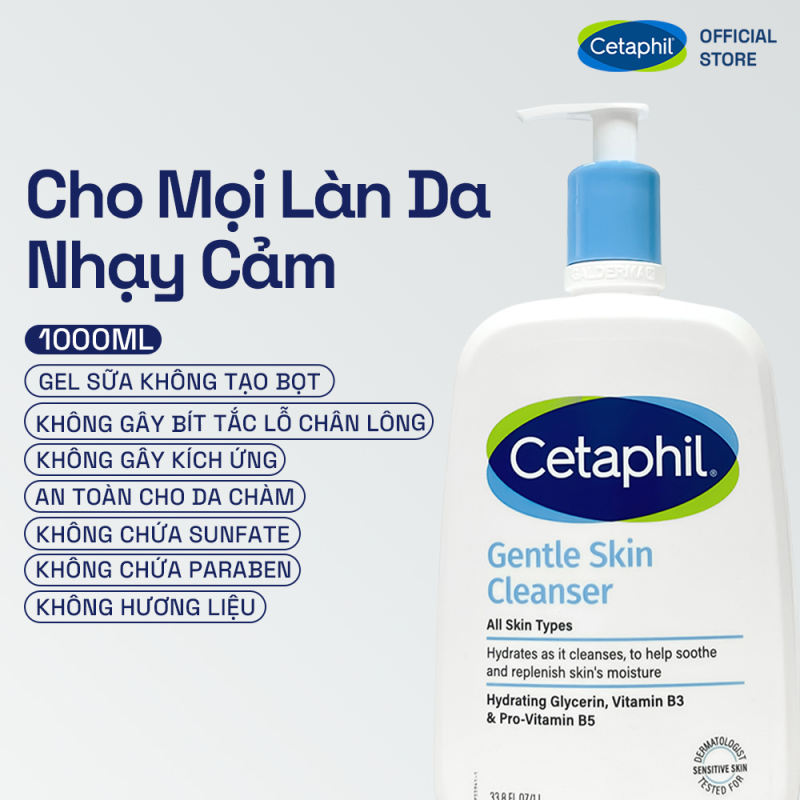 Sữa rửa mặt dịu lành cho da nhạy cảm Cetaphil Gentle Skin Cleanser 1000ml