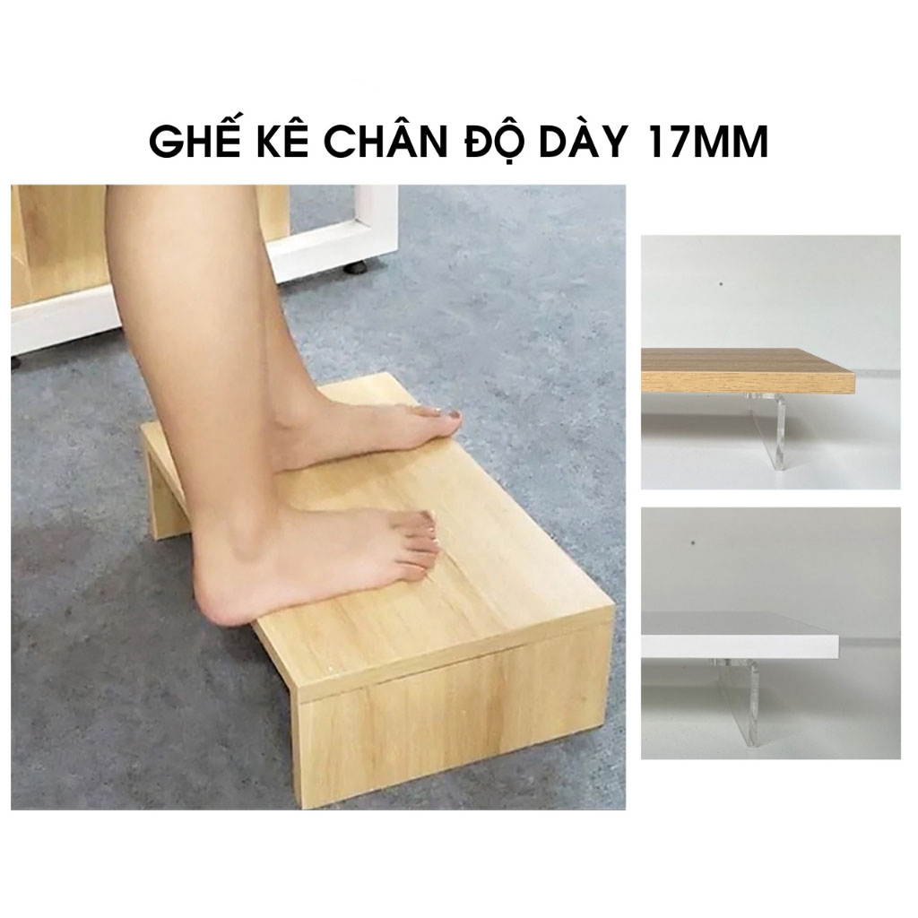 Ghế kê chân ghế nail kê chân văn phòng bằng gỗ MDF dày 17mm chắc chắn chống lạnh bàn chân mùa đông dễ lưu thông máu