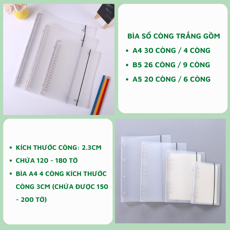 Sổ còng DecorMe bìa sổ còng A4 A5 B5 binder còng sắt 4 9 6 20 26 30 còng làm sổ tay sổ ghi chép take