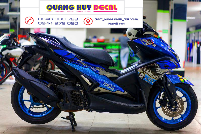 Tem trùm NVX cá mập xanh dương shark - Độ dán team trùm decal xe máy NVX cá mập xanh dương shark - T