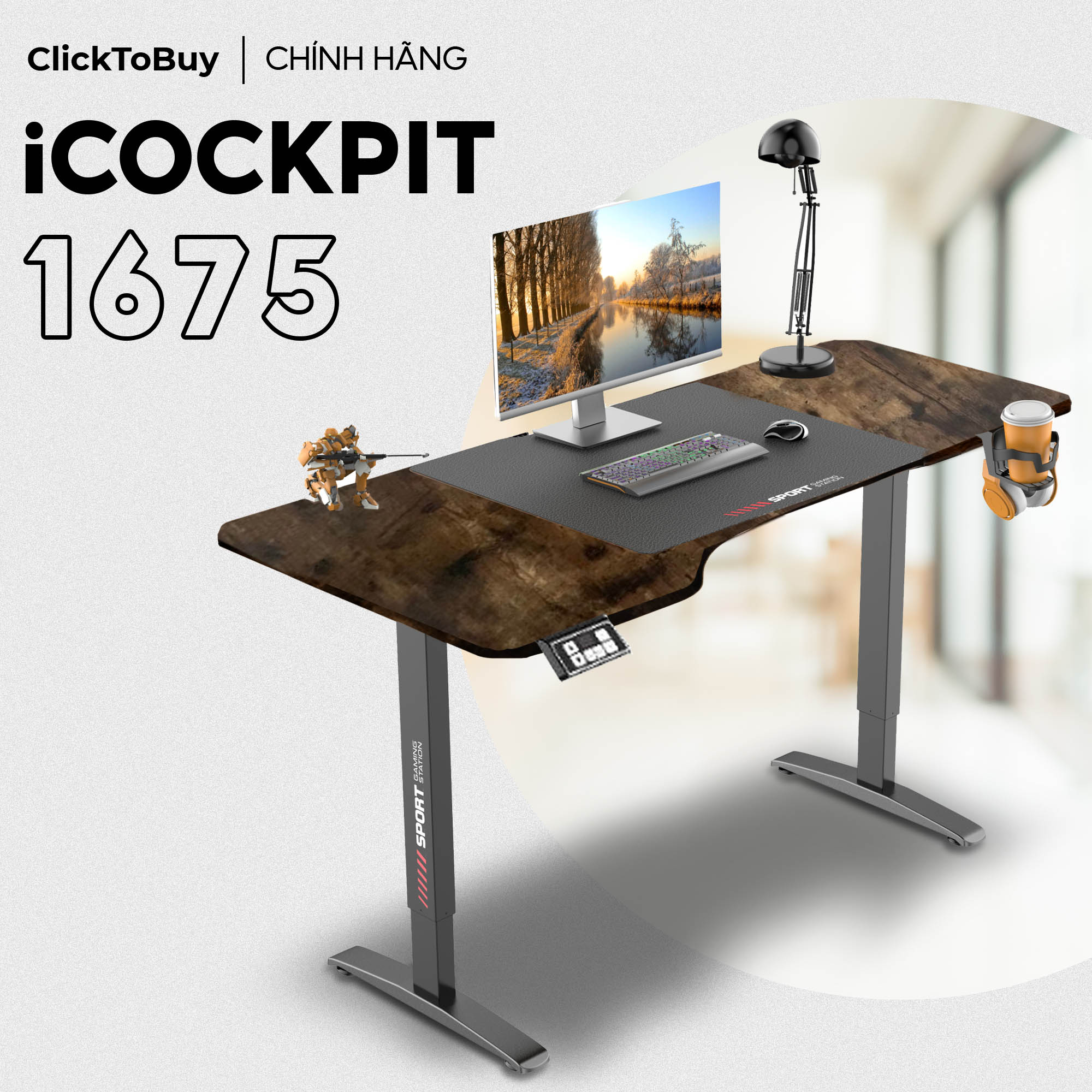 Bàn nâng hạ icockpit FEL 1880. Bàn nâng hạ đầu tiên với 4 chân bàn  chắc chắn hơn bàn 2 chân