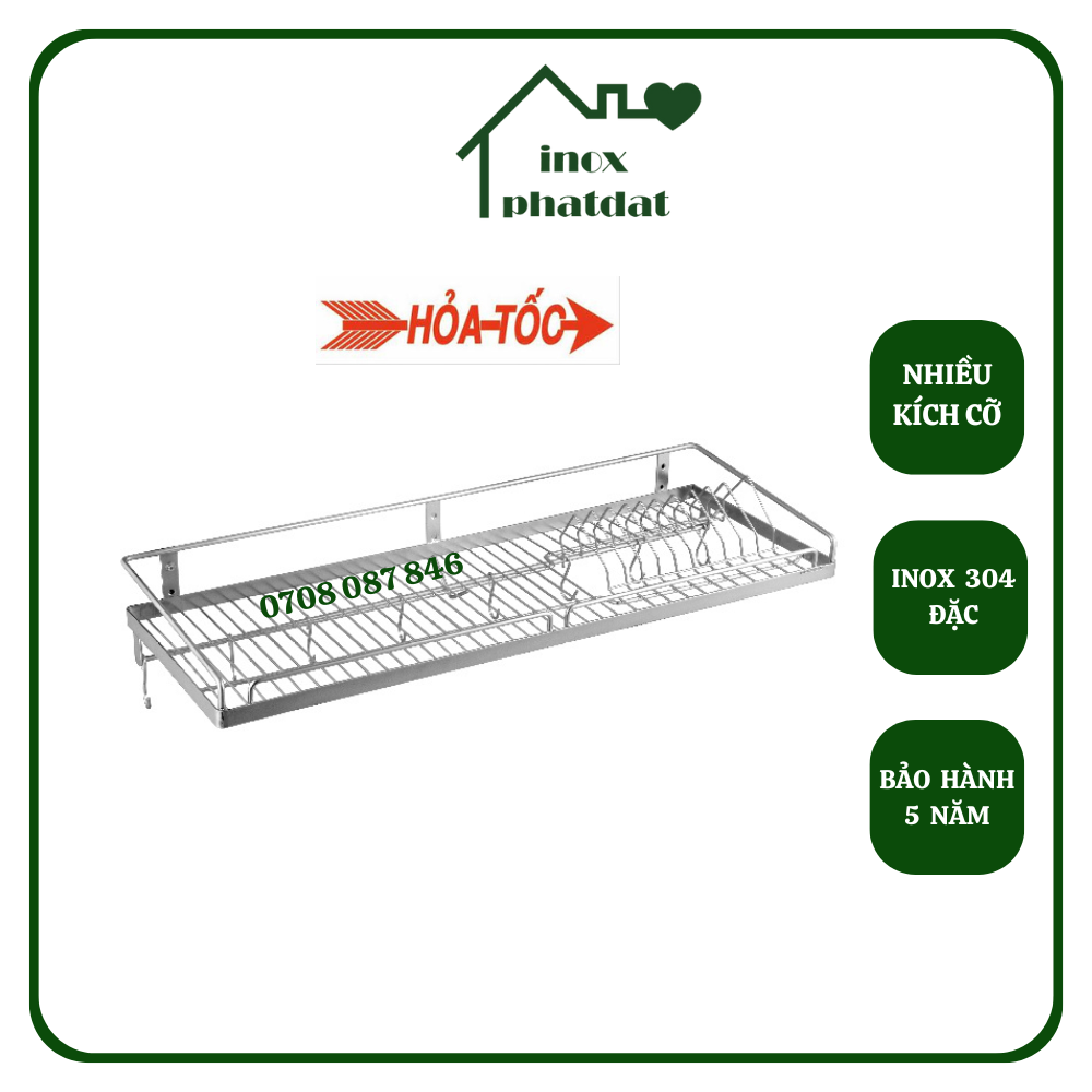 Kệ chén treo tường Inox 304 PHÁT ĐẠT (nhiều size) rổ úp chén 1 tầng giá để bát kệ đựng bát dĩa (SP11