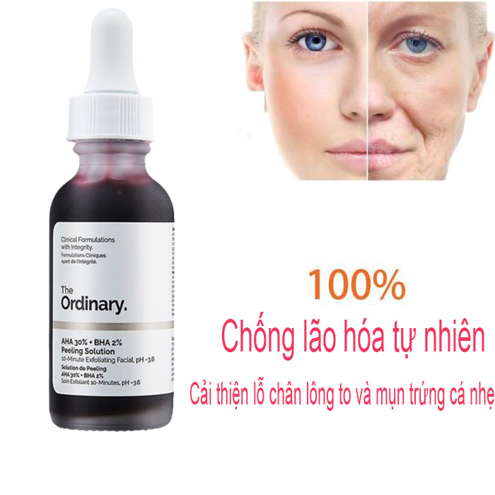 Tinh chất dưỡng trắng da tinh chất Serum The Ordinary AHA 30% + BHA 2% Peeling Solution công thức tẩy tế bào chết trên bề mặt 10 Phút 30ml Serum Dưỡng Da Mờ Sẹo Trị Mụn Làm Trắng Da Chăm Sóc Da