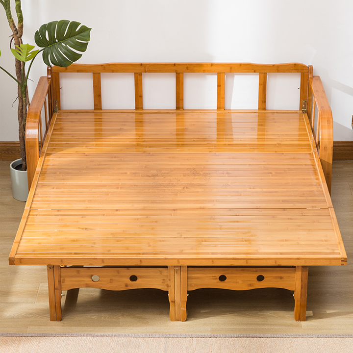 Giường gấp thành ghế sofa bằng tre chống mối mọt, giường gấp gỗ thông minh đa năng xếp nhanh gọn kích thước 80 - 120 cm