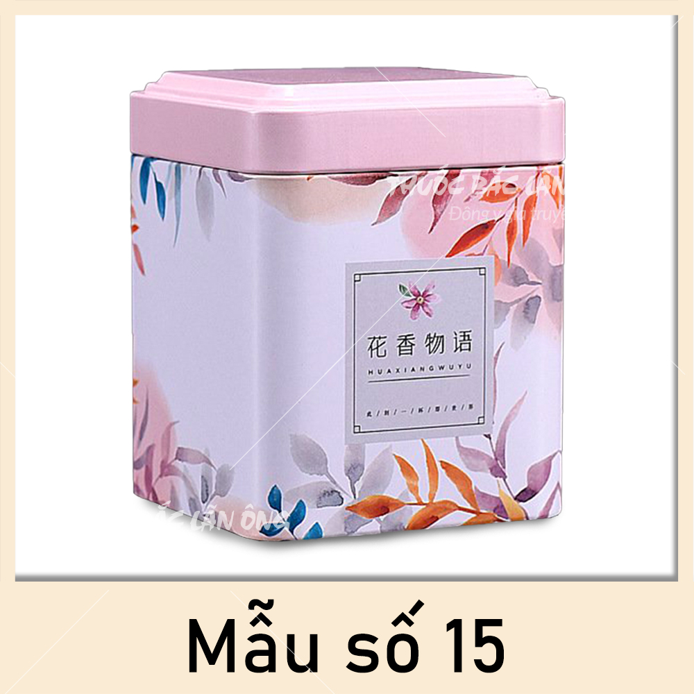 Hộp đựng trà/ kẹo bằng sắt hình vuông phong cách cổ điển không rỉ đa dạng mẫu - Lãn Ông