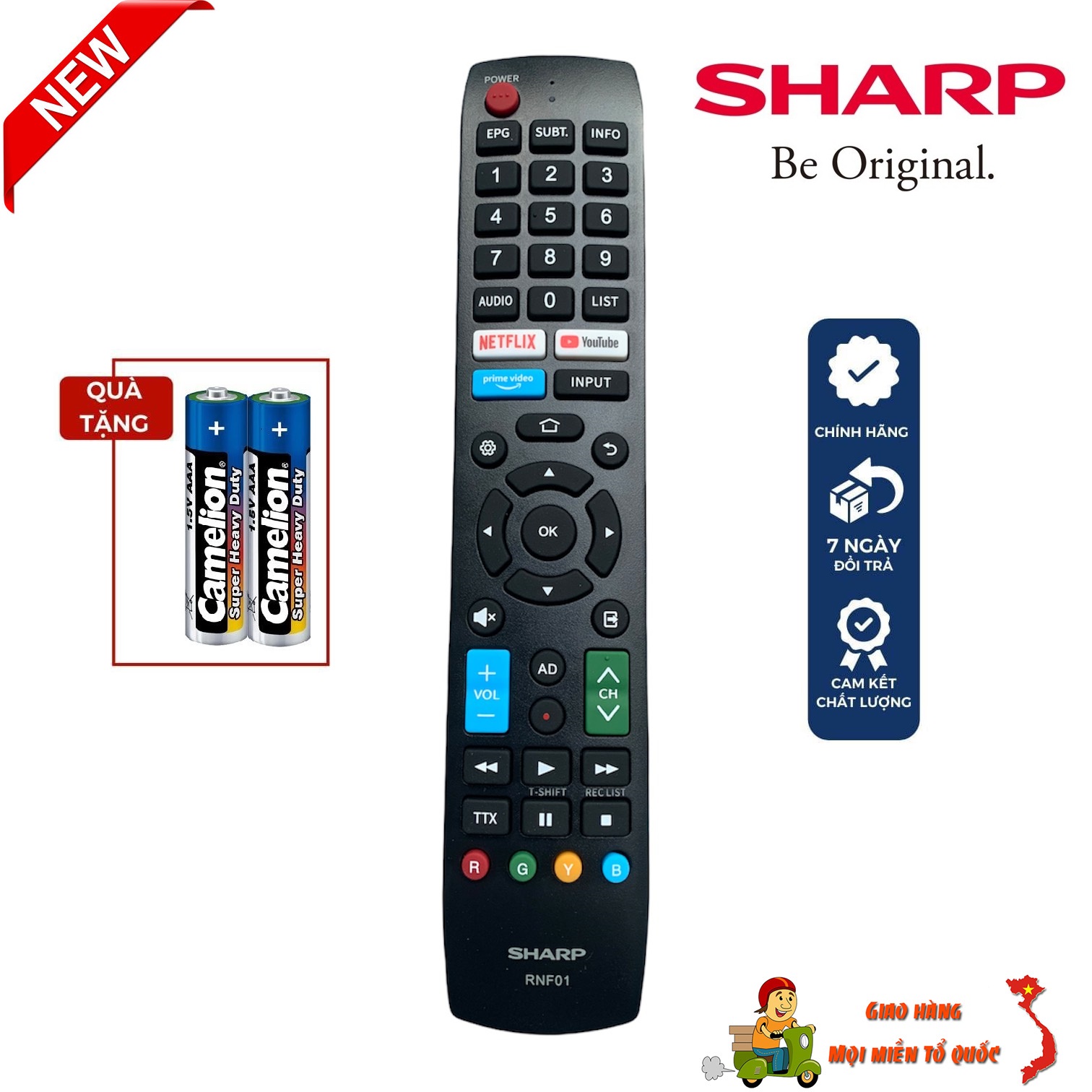 Điều khiển tivi Sharp Smart RNF01 hàng zin theo máy tương thích 4T-C55CJ2X 2T-40CE1X remote tivi sha