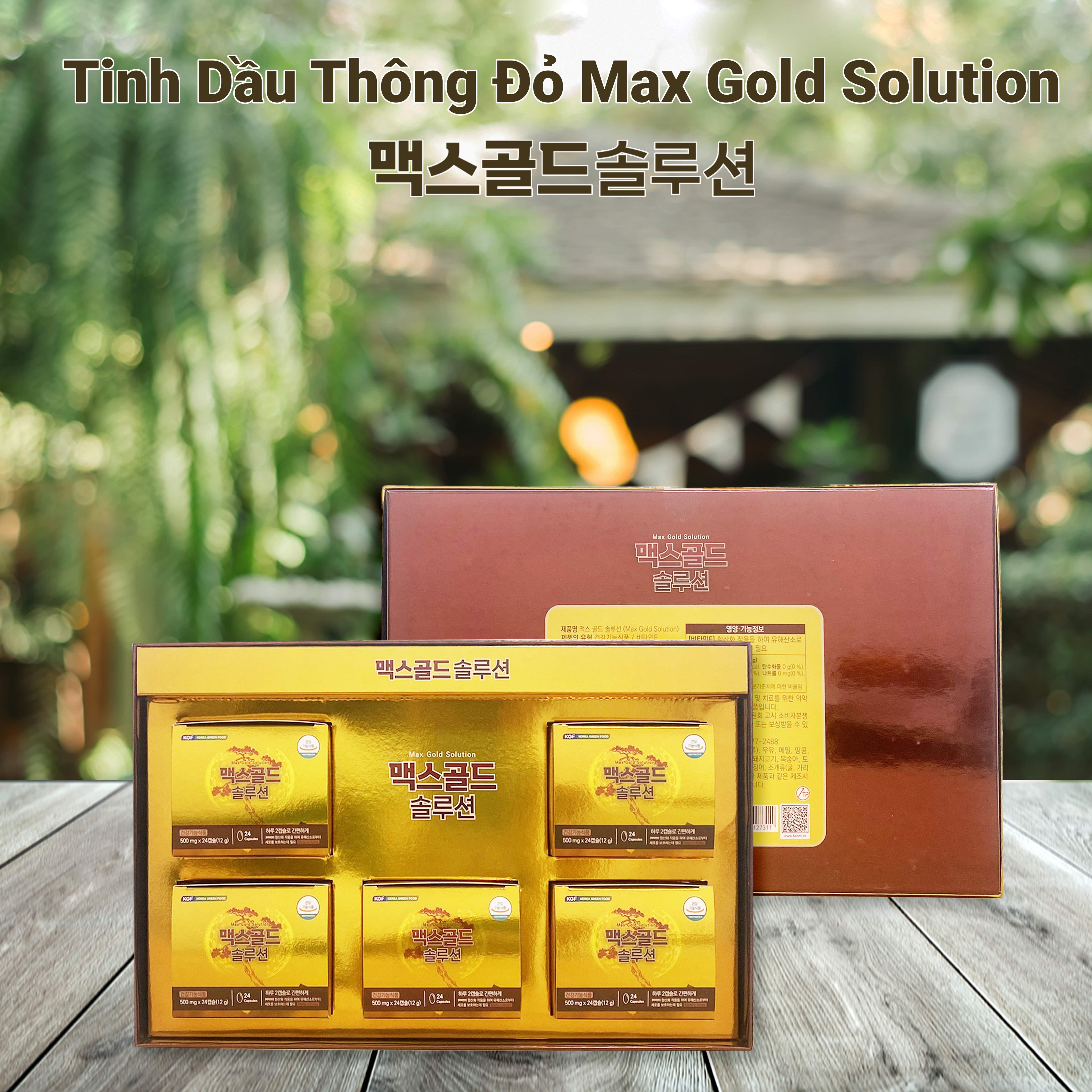 Tinh Dầu Thông Đỏ Max Gold Solution Hộp Vàng 120 viên Hàn Quốc