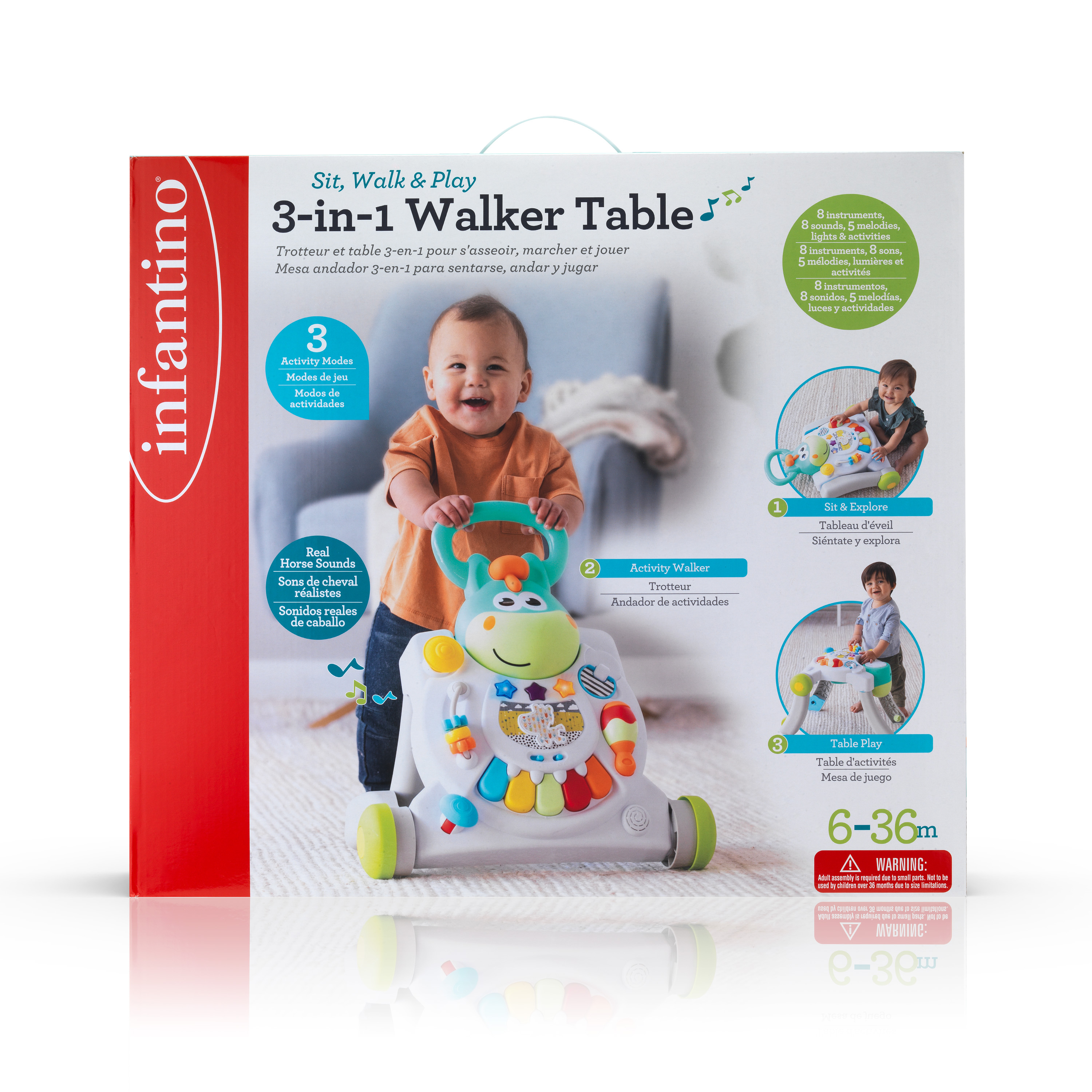 Hỗ Trợ Tập Đi Tập Đứng 3 Trong 1 Cho Bé INFANTINO - Sit Walk & Play 3in1 Walker Table