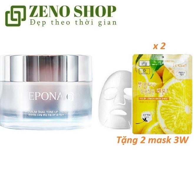 [Hcm]Kem Dưỡng Trắng Nâng Tone Mỏng Nhẹ Tự Nhiên Epona Premium Snail Tone Up Cream Spf30 Pa++ 50Ml Tặng 2 Mặt Na 3W Clinic Chanh