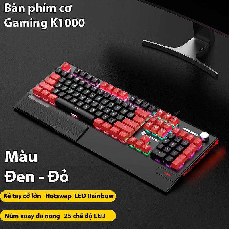 Bàn phím Gaming Coputa bàn phím máy tính game thủ cao cấp LED 25 chế độ Langtu K1000