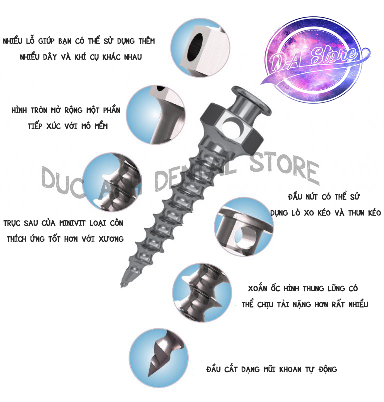 Mini vit chỉnh nha chính hãng hàn quốc - mivi crew Hubit Korea- mua 10 mini vit tặng 1 trục nối