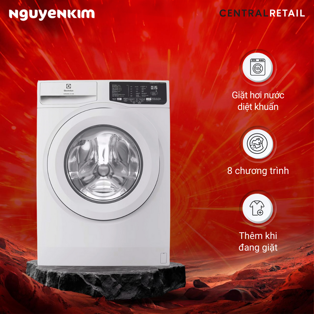 Máy giặt Electrolux Inverter 10 kg EWF1025DQWB - Lồng ngang, màu trắng, tiết kiệm điện