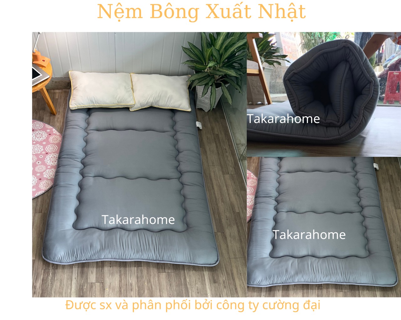 Nệm gấp gọn thông minh size 1m 1m2 1m4 1m6 1m8 dài 2m| Topper nệm bông nhật giá rẻ