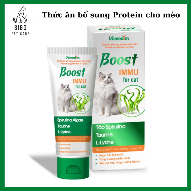 Vemedim Boost IMMU for cat gel dinh dưỡng bổ sung khoáng tảo biển chất xơ và protein cho mèo tuýp 60