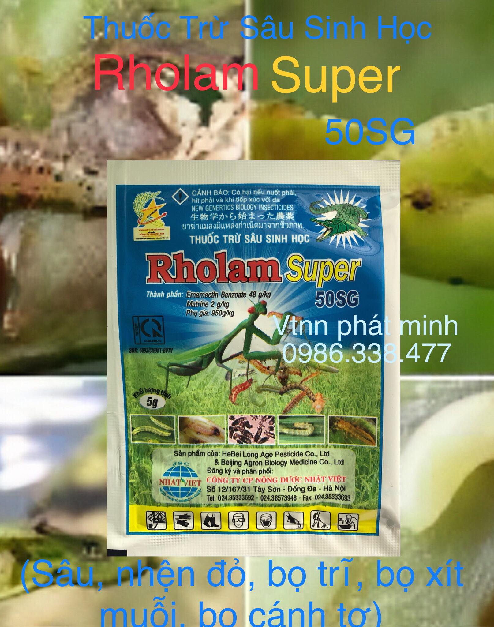 Thuốc Trừ Sâu Sinh Học Rholam Super 50SG (1 gói 5gr) trừ các loại sâu nhện đỏ bọ trĩ