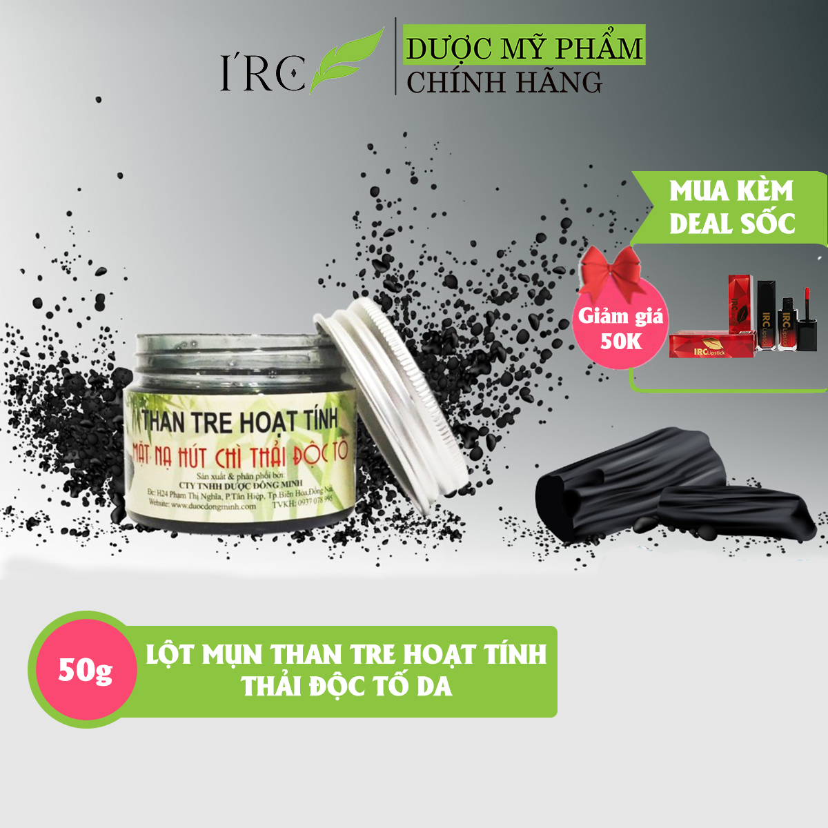 Gel Lột Hút Mụn Than Tre Hoạt Tính Irc Dạng Mặt Nạ Hủ Nắp Bạc 50G