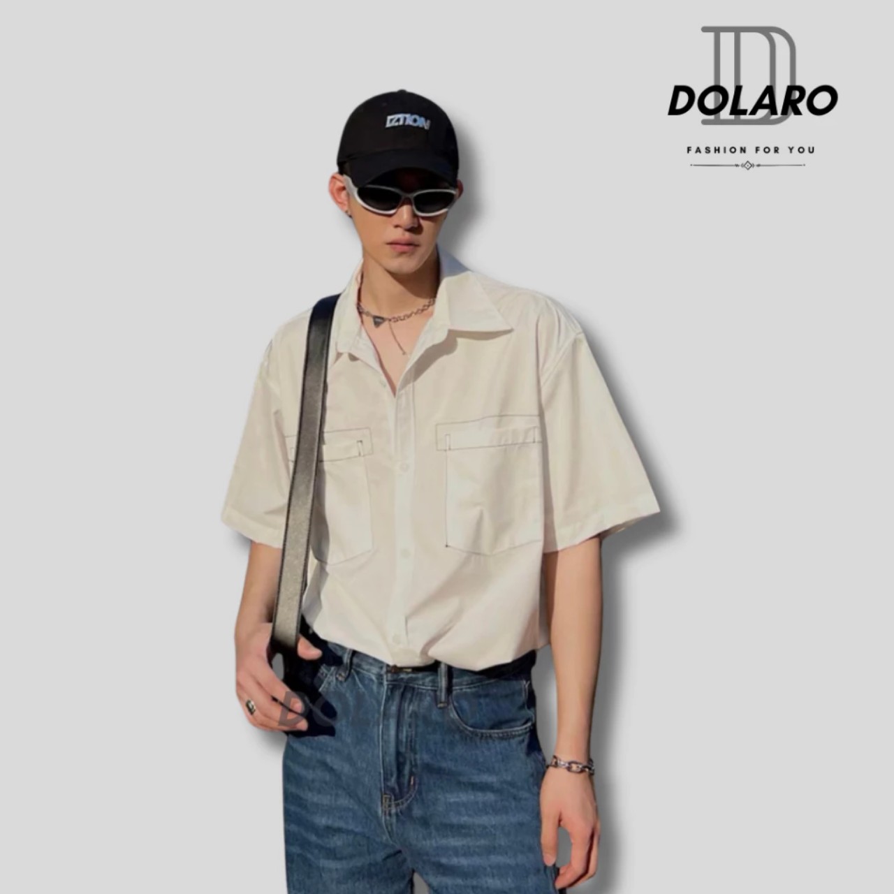 Áo sơ mi kiểu tay ngắn lụa local brand DOLARO hợp với thời trang 2024 áo sơ mi tartan phối chỉ viền 