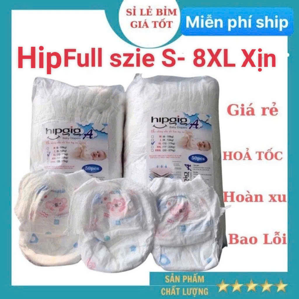 (bo mông)100 Miếng Bỉm bo mông DÁN/Quần HIPGIG A Phiên Bản Nâng Cấp Đủ Size S/M/L/XL/2XL/3XL