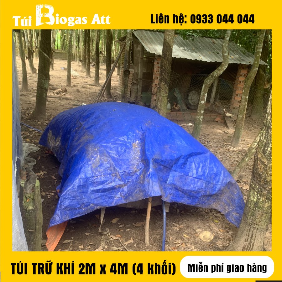 Túi trữ khí biogas 2 lớp (2m x 4m). Dự trữ khí gas đun nấu thoải mái