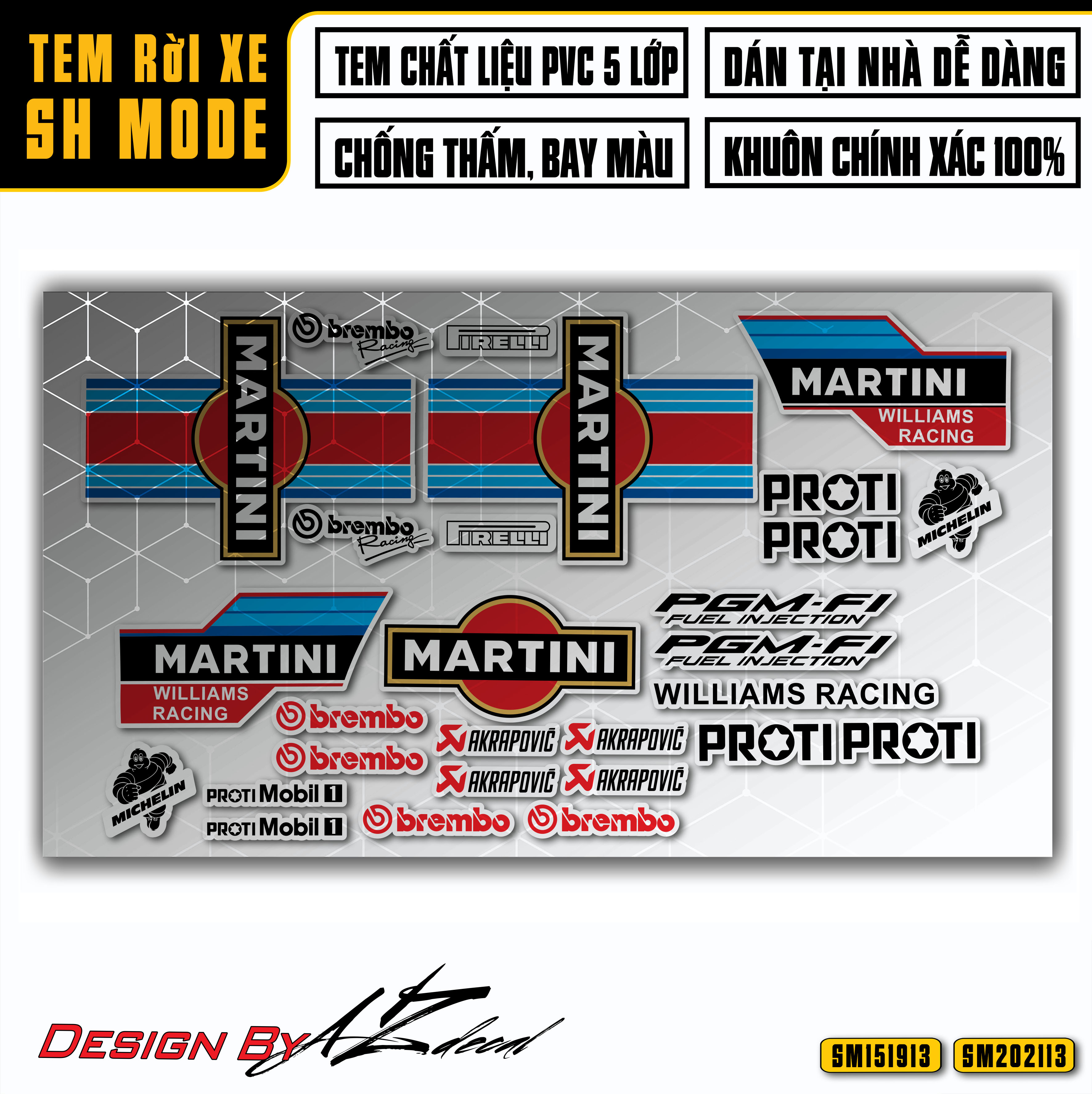 Tem Rời Dán Xe SH Mode Mẫu Martini | SM13 | Decal Chế Dán SH Nữ Đẹp Đời 2015 - 2019 Và 2020 - 2021 T