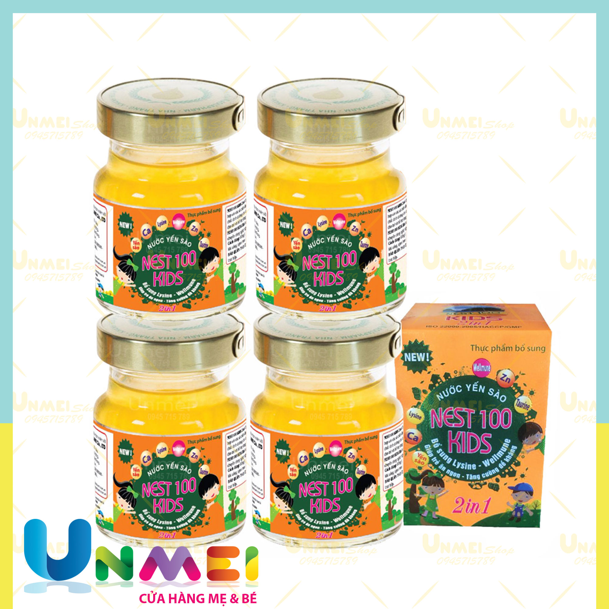 (Tặng đồ chơi đi kèm) Set 4 Lọ Nước Yến Bé Biếng ăn Lysine – Nest 100 Kids Dành Cho Bé Từ 1 Tuổi Trở