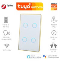 Công tắc thông minh Zigbee 3.0 tuya viền nhôm sang trọng điều khiển từ xa qua điện thoại