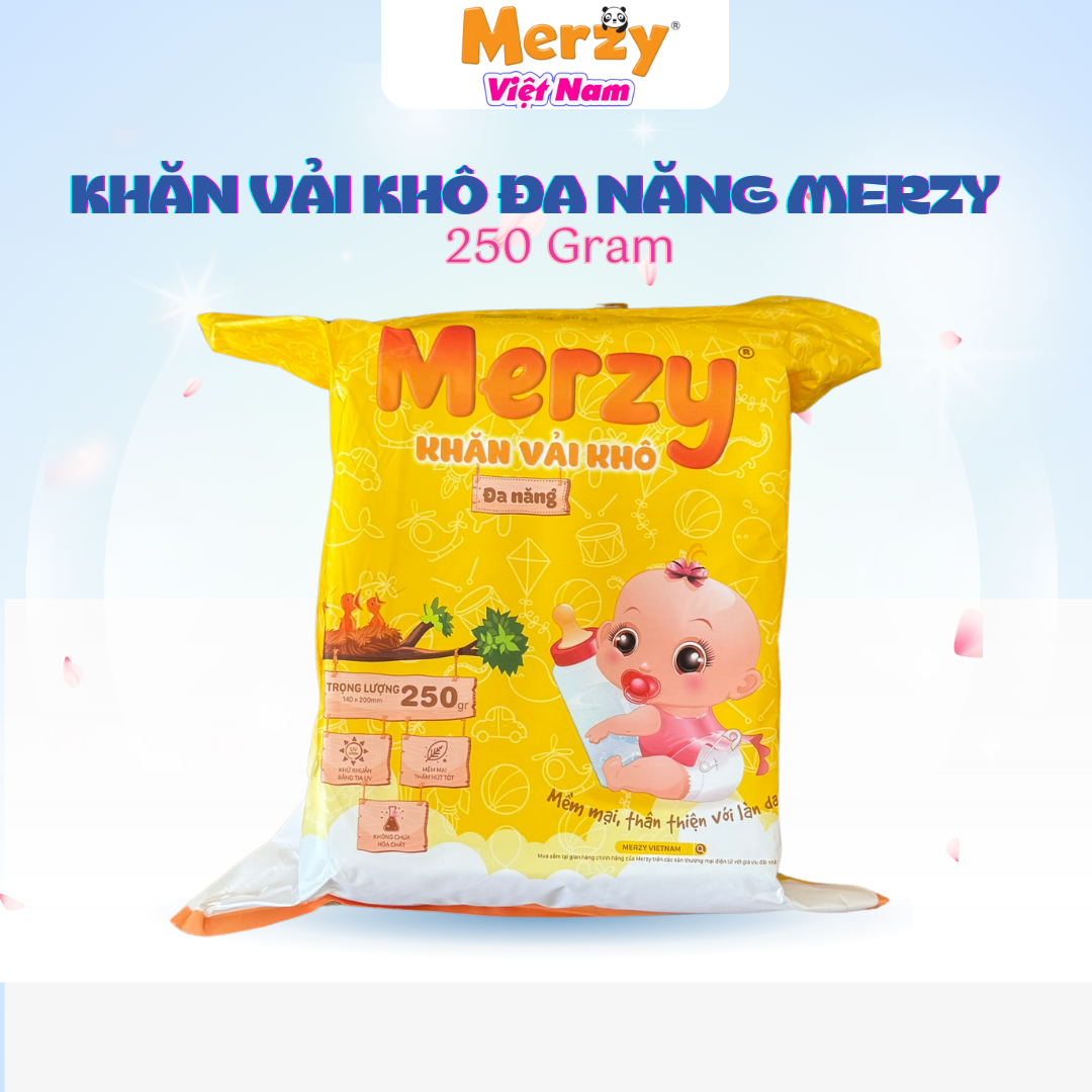 Khăn Khô Đa Năng Merzy Cho Bé Cao Cấp 250gram Bề Mặt Kim Cương - Kích Thước 14x19 Cm
