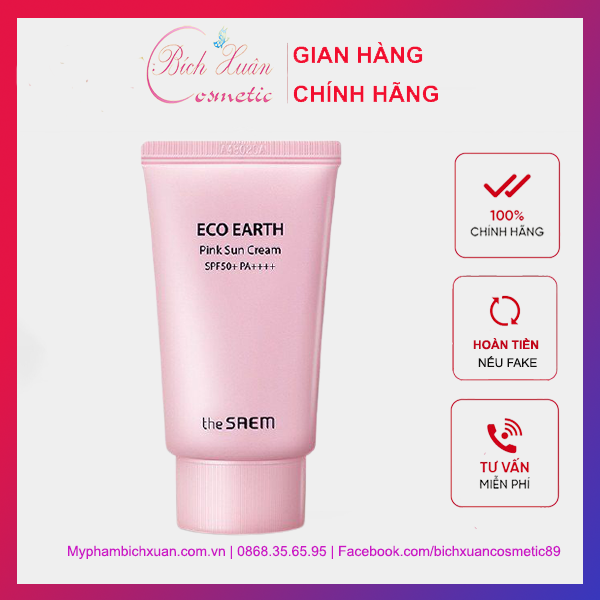 Kem chống nắng The SAEM Eco Earth Power Sun Cream Màu Hồng [MẪU MỚI]