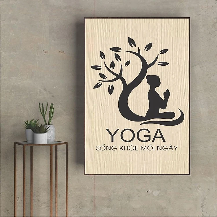 Tranh Decor Yoga Treo Tường Hoa Trang Trí Phòng Thiền  Phòng Tập Yoga ... Bằng Gỗ