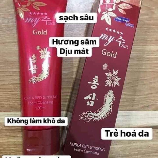 [Hcm]Sữa Rửa Mặt Nhân Sâm Đỏ My Gold 130Ml Chống Lão Hóa Trắng Da Cấp Ẩm