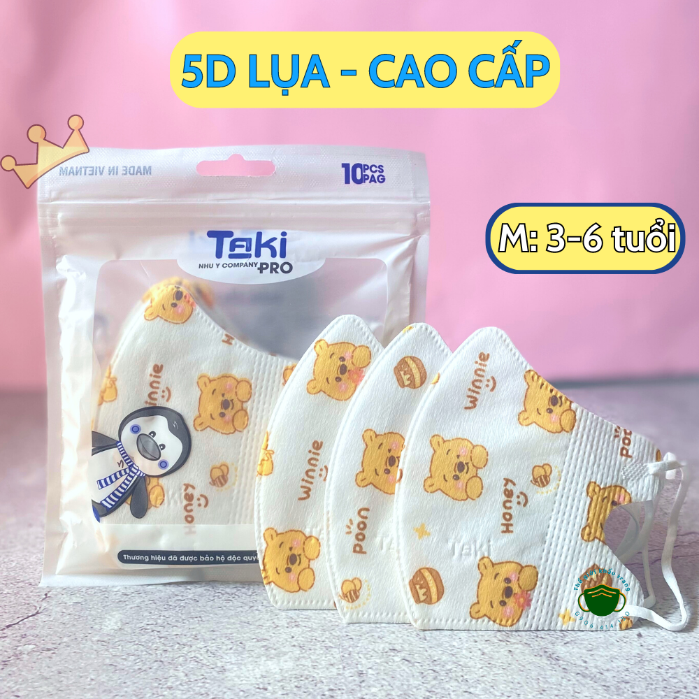 Khẩu trang trẻ em 50 Chiếc Khẩu trang lụa y tế trẻ em 5D Hồng Quân in hình hoạ tiết cho bé từ 0 đến 8 tuổi
