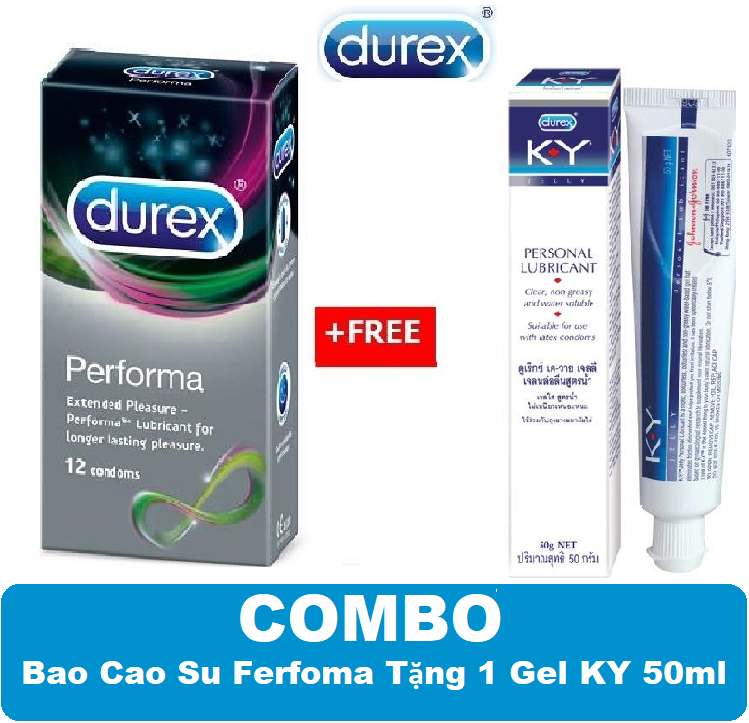 [Hcm]Bao Cao Su Durex Performa Kéo Dài Thời Gian Quan Hệ - Tặng 1 Gel Bôi Trơn Ky 50Ml - Che Tên Sp Khi Giao Hàng