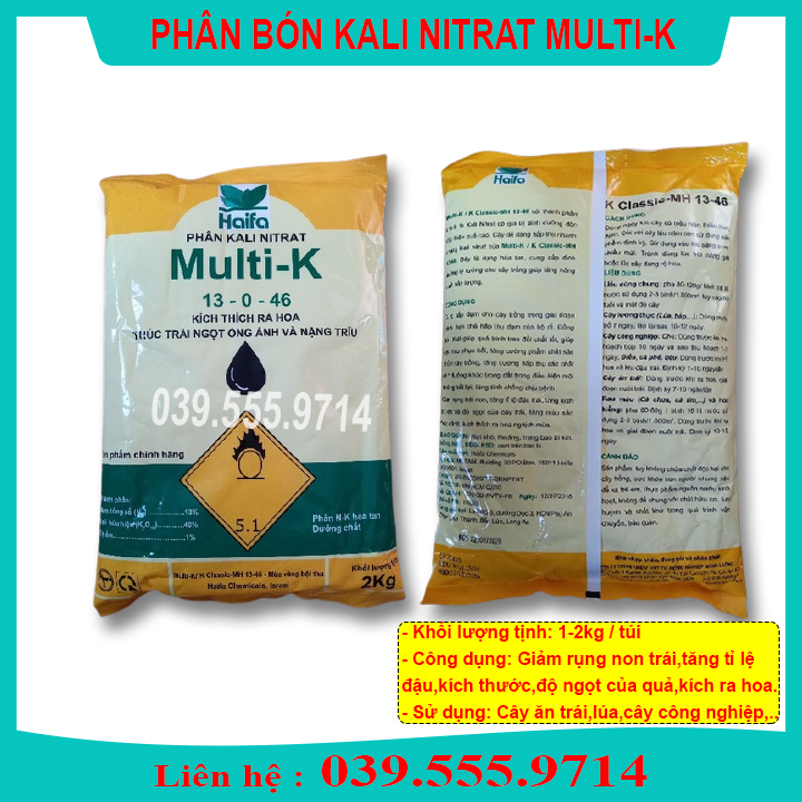 Phân Bón Kali Nitrat Multi-K (KNO3) 13-0-46 ( gói 1kg) - Kích Thích Ra Hoa Đậu Quả