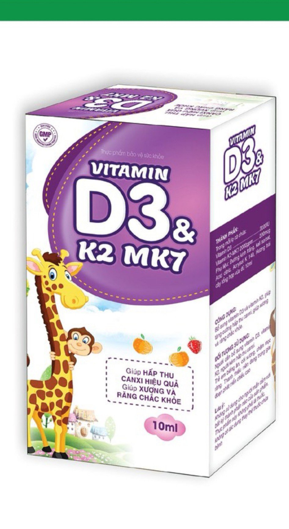Vitamin D3 K2 Mk7 nhỏ giot giúp bé hấp thụ calci tăng trưởng chiều cao cân nặng tăng sức đề kháng hộp 10ml - Vitamin D3 K2 Mk7 nhỏ giot -