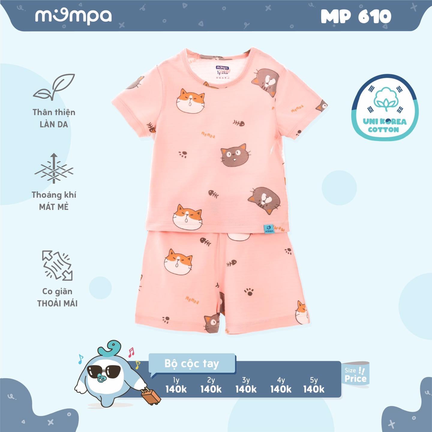 MP610 - Bộ cộc tay Mompa vải Cotton giấy Hàn Quốc cao cấp mềm mịn thoáng mát cho bé trai và bé gái