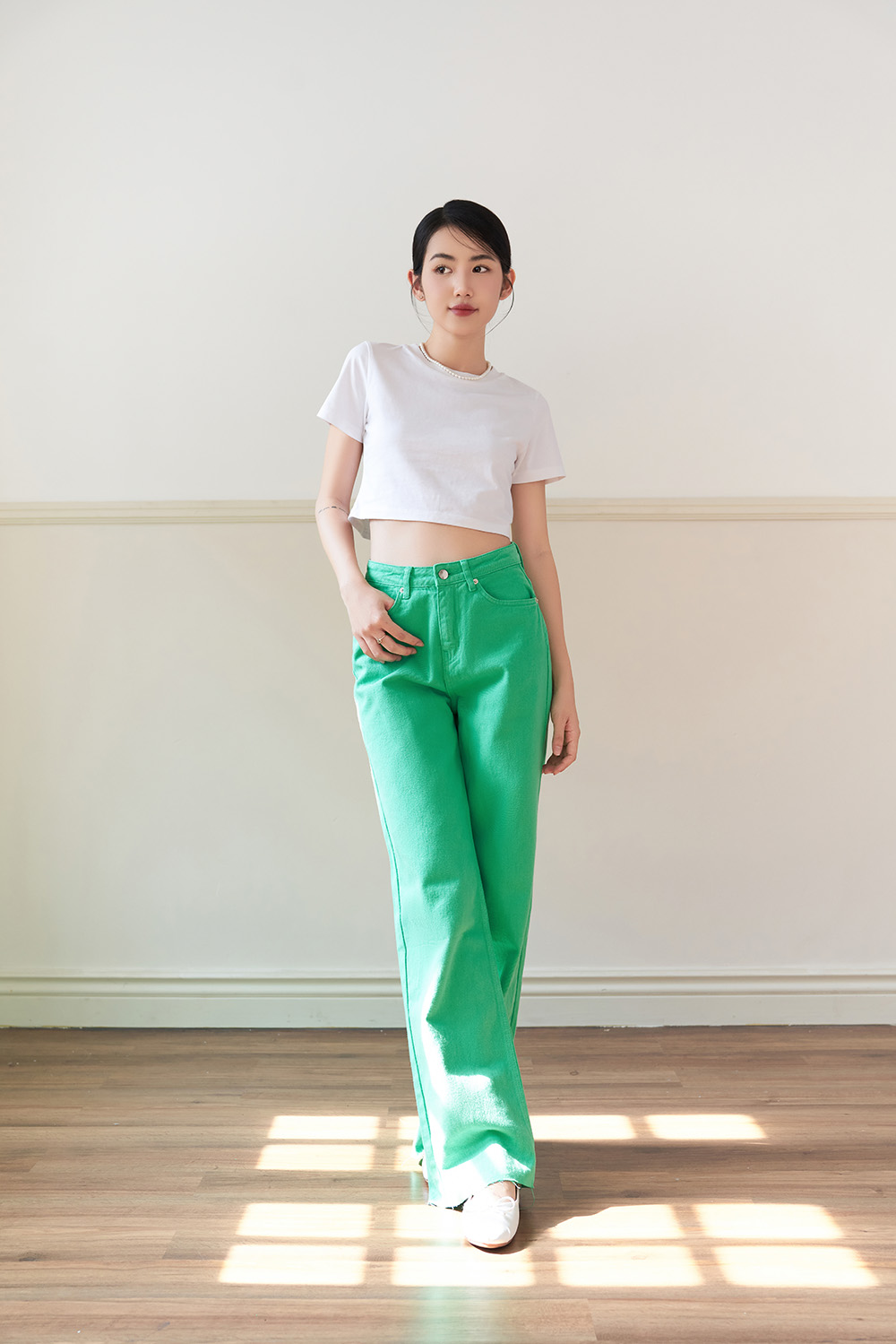 [OUTLET SALE] DOTTIE - Quần jeans dài ống rộng nữ DOTTIE - Q0282