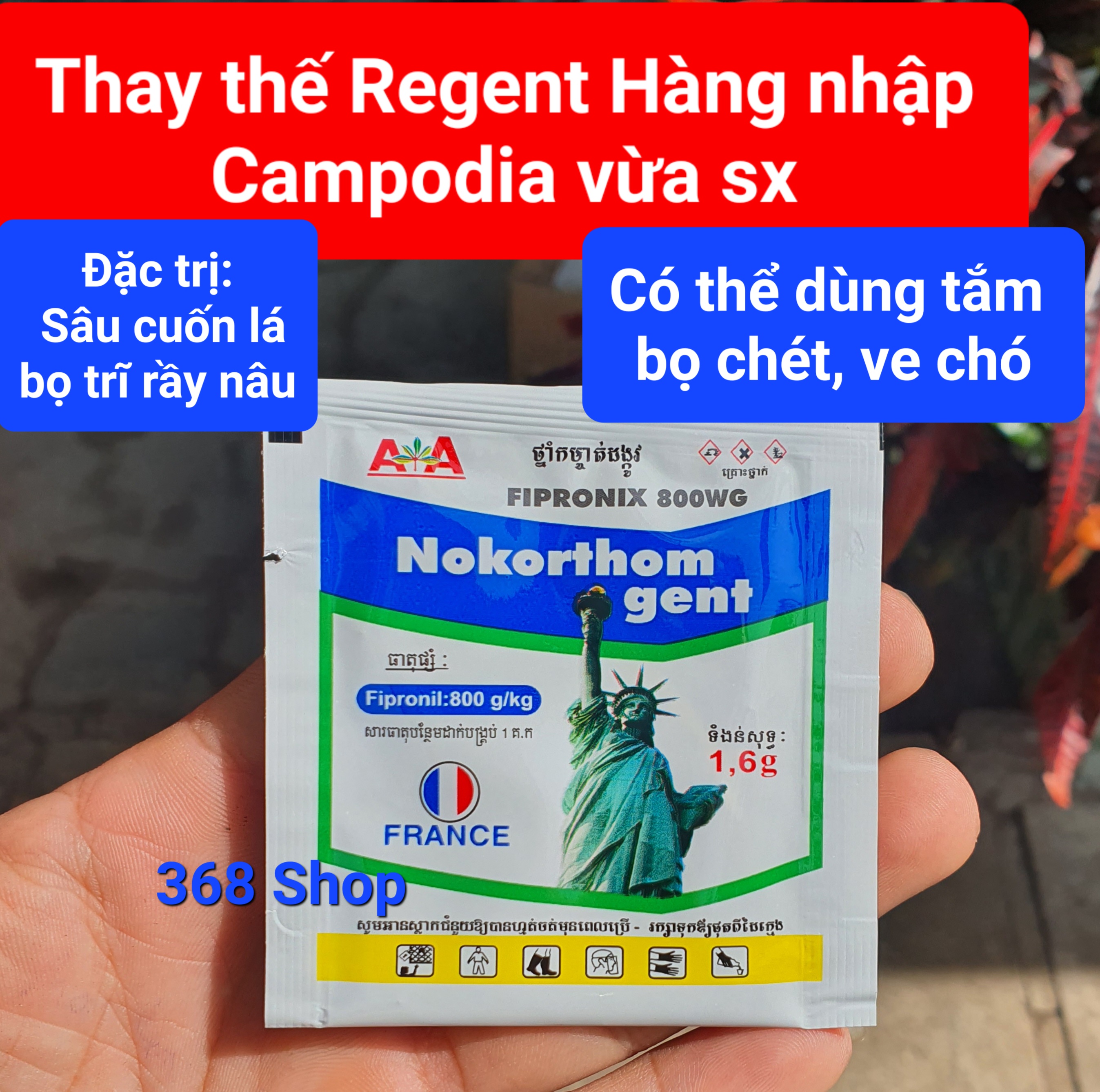 T (Tương tự 100% regent xưa) Thuốc trừ sâu FIPRONIX 800WG Nokorthom Gent 16g - Đặc trừ bọ trĩ kiến g