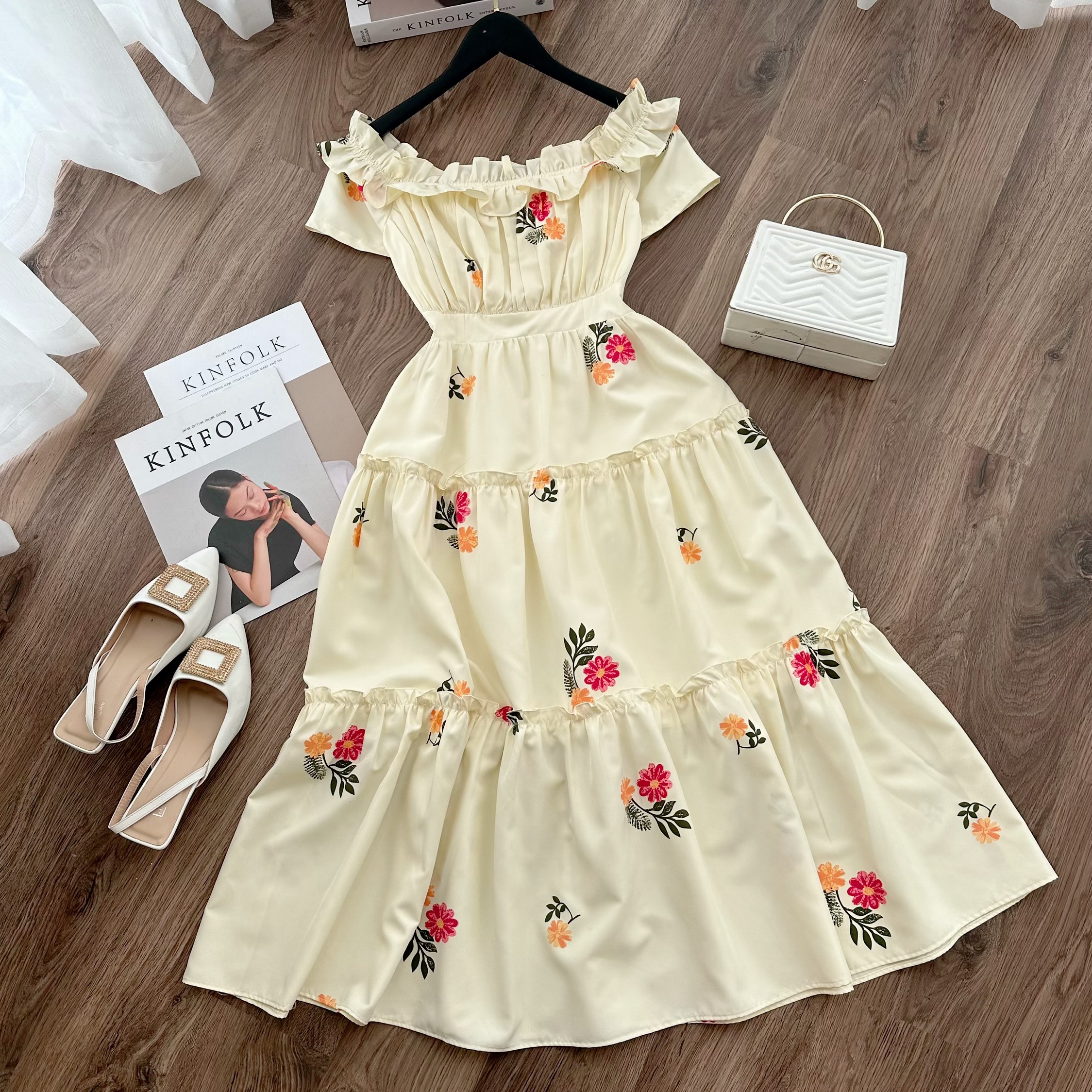 Đầm bigsize nữ kiểu maxi trễ vai chất cotton hoa in mềm mịn đi chơi đi biển sang chảnh đủ size 50-90