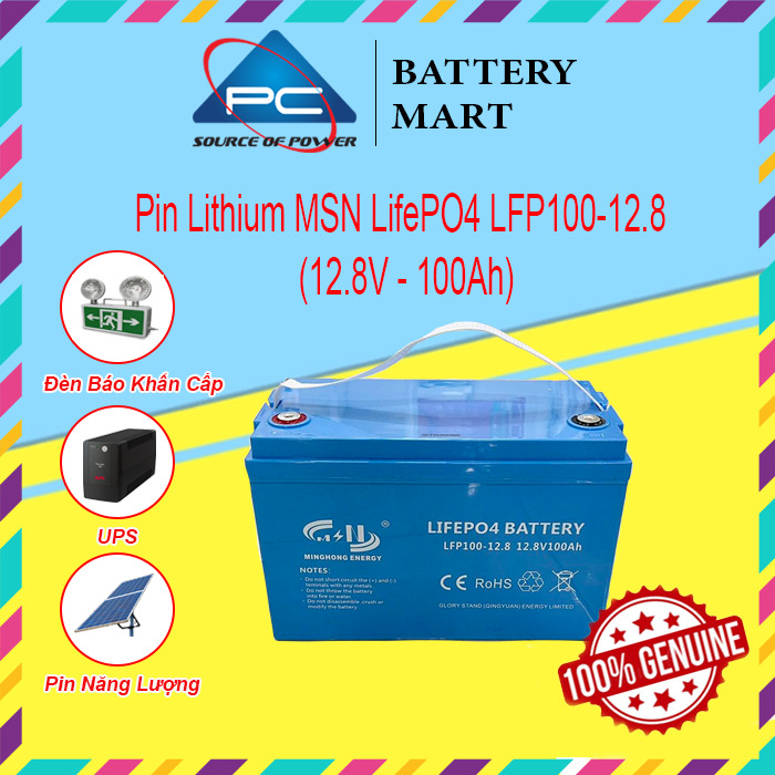 Pin Sắt LifePO4 Pin Lithium MSN LFP100-12.8 12.8V-100Ah dùng cho Năng Lượng Mặt Trời