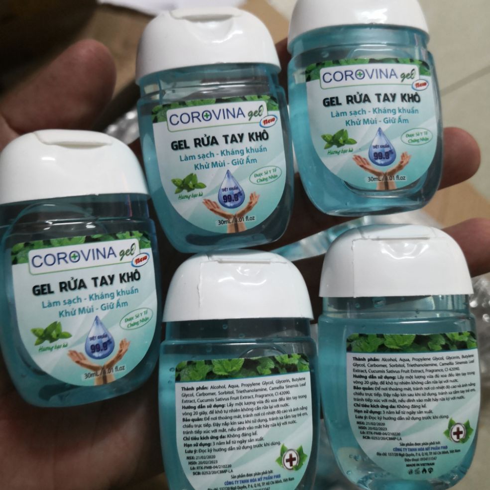 [Mua 5 Tặng 1] 05 Chai Gel Rửa Tay Khô Corovina 75% Cồn Diệt Khuẩn 99.9% Hương Bạc Hà Sở Ý Tế Chứng Nhận