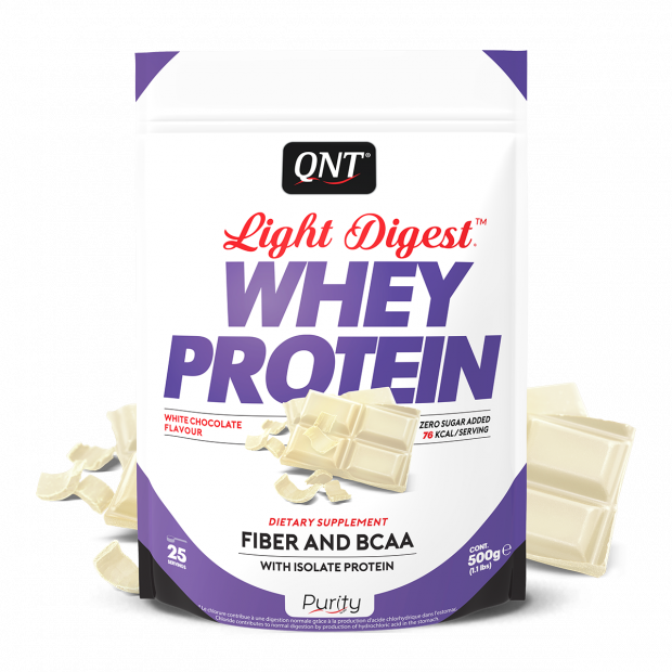 Whey protein isolate thực vật bột sữa protein tăng cơ giảm mỡ QNT light digest Whey protein vị chuối - 500g BFitness