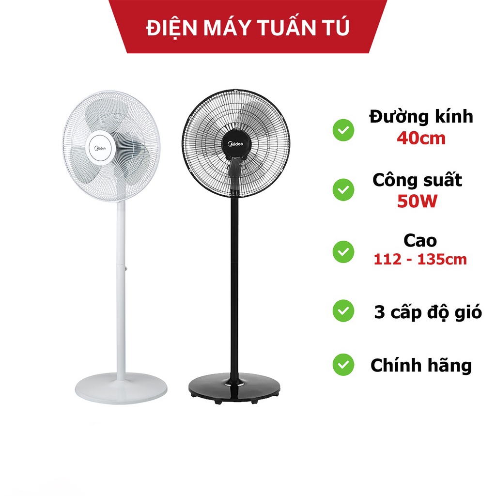 Quạt đứng Midea FS40-19PRD - 5 cánh, điều khiển từ xa, màu trắng