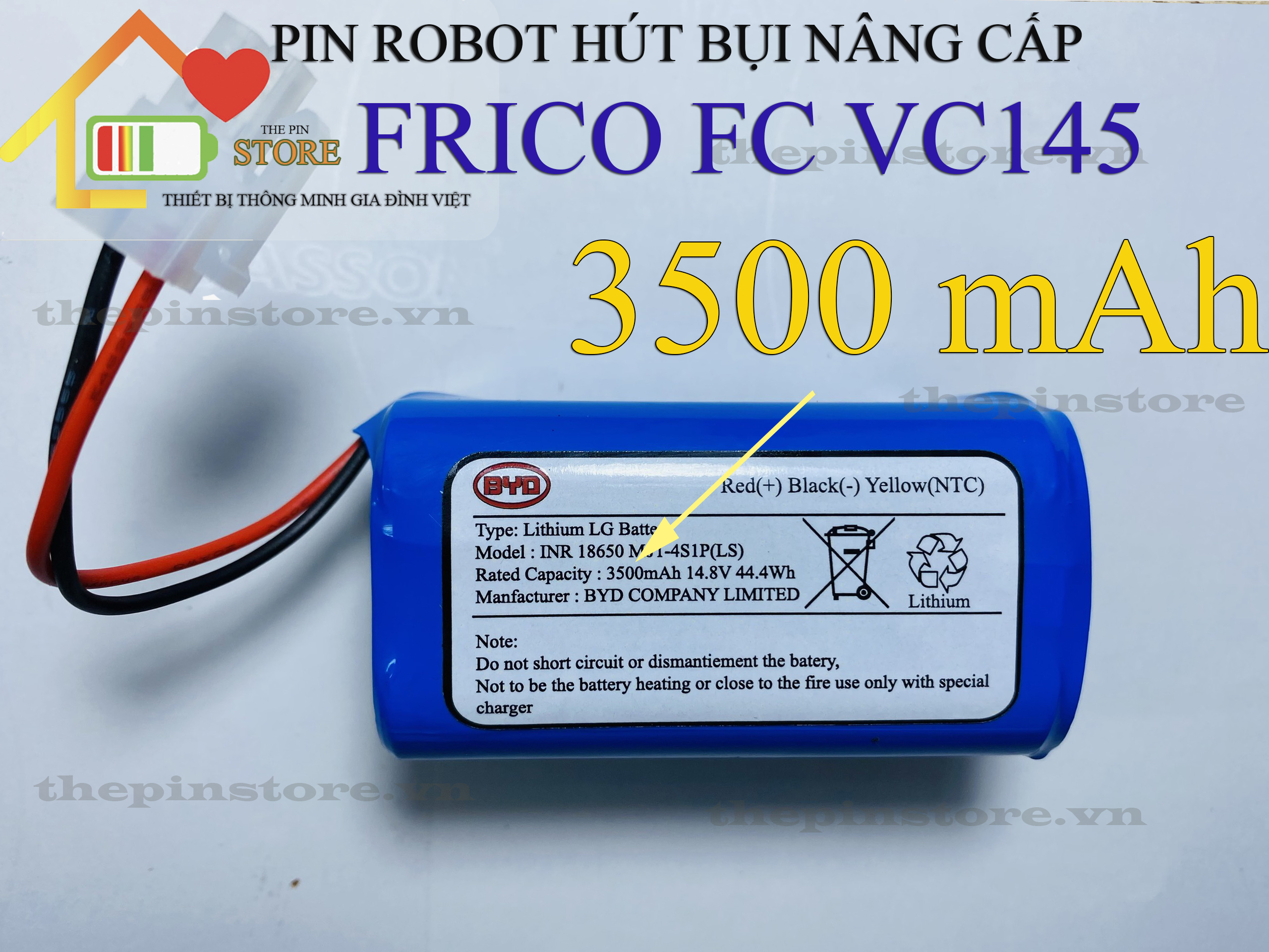 ( DUNG LƯỢNG CAO 3500 mAh ) PIN ROBOT HÚT BỤI FRICO FC VC145 NÂNG CẤP