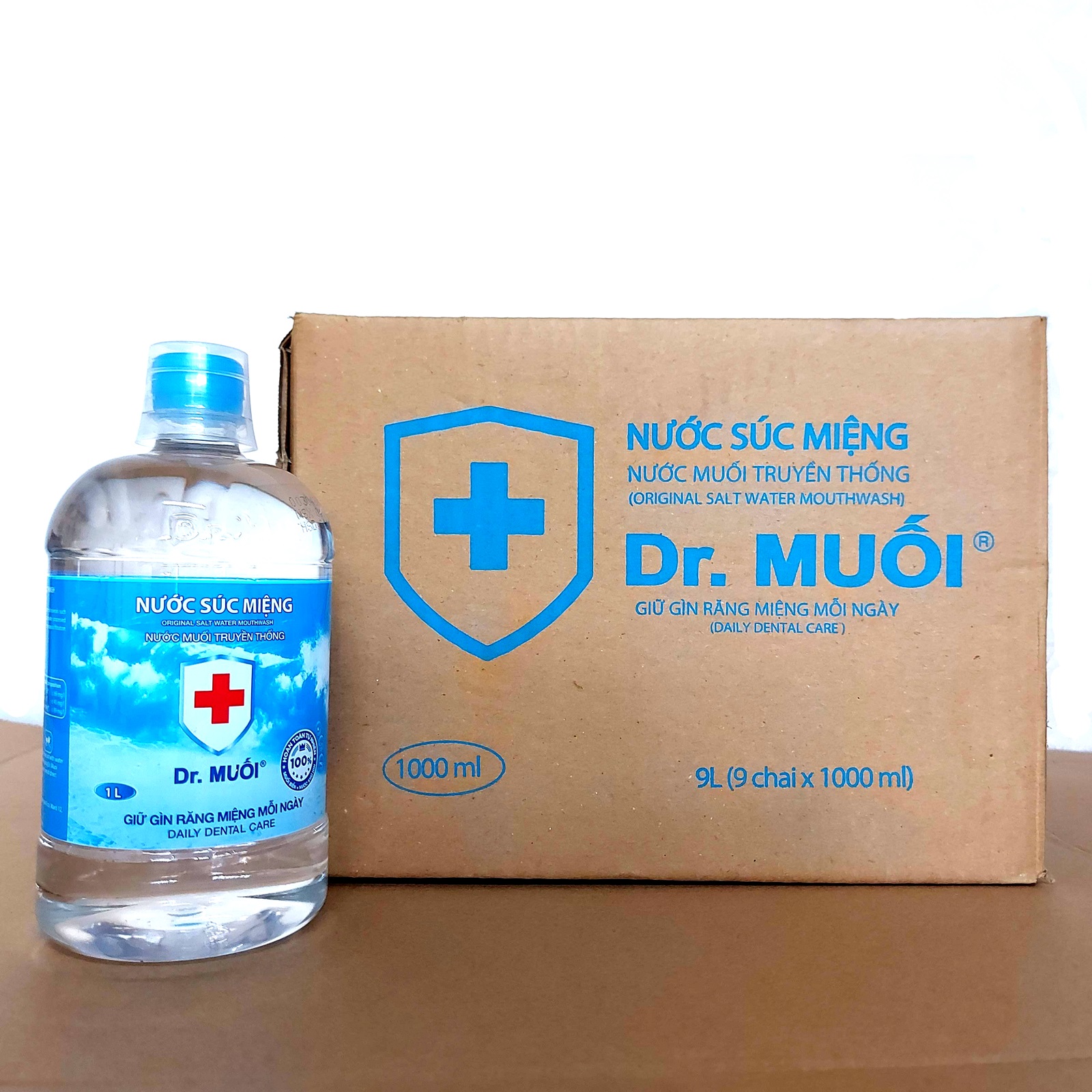 [Hcm]1 Thùng 9 Chai Nước Súc Miệng Dr.muối Truyền Thống 1 Lít