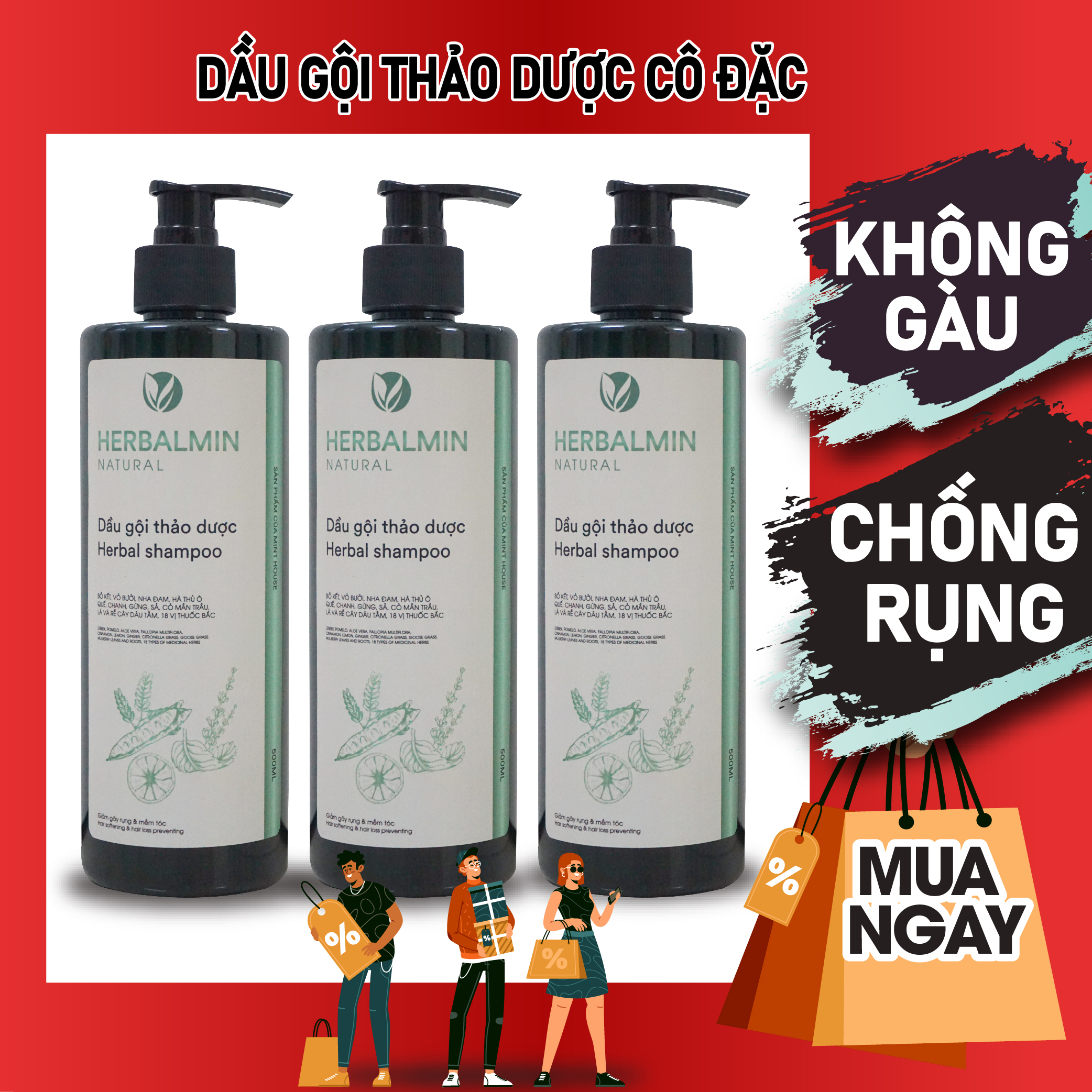 [Hcm]Dầu Gội Organic Thảo Dược Cô Đặc Herbalmin Ngăn Rụng Tóc Hết Ngứa Hết Gàu Kích Thích Mọc Tóc Tiết Kiệm Tối Đa Chi Phí