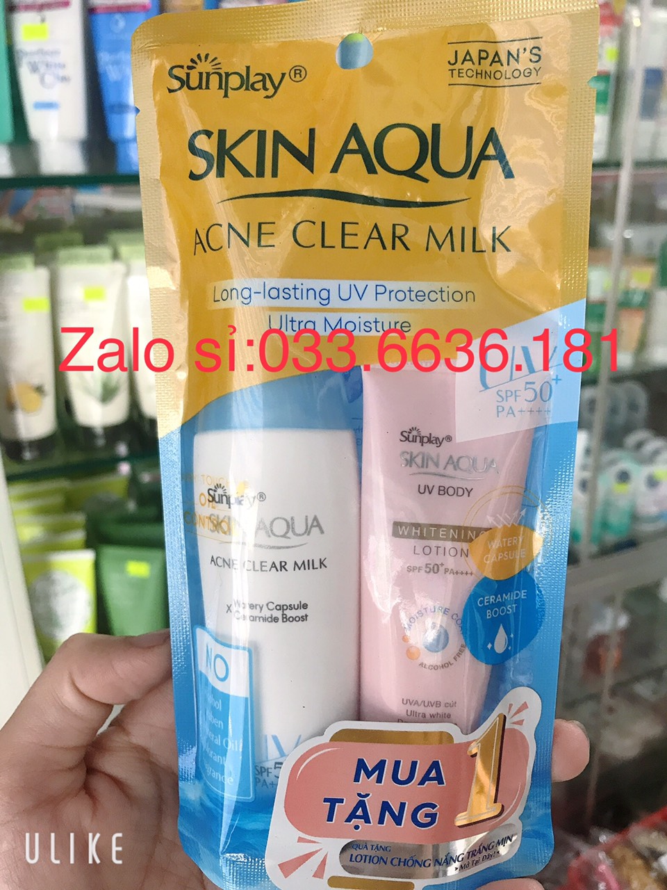 [Chuẩn Hàng Cty 100%] Sữa Chống Nắng Dưỡng Da Ngừa Mụn Skin Aqua Acne Clear Milk 25G Có Tặng
