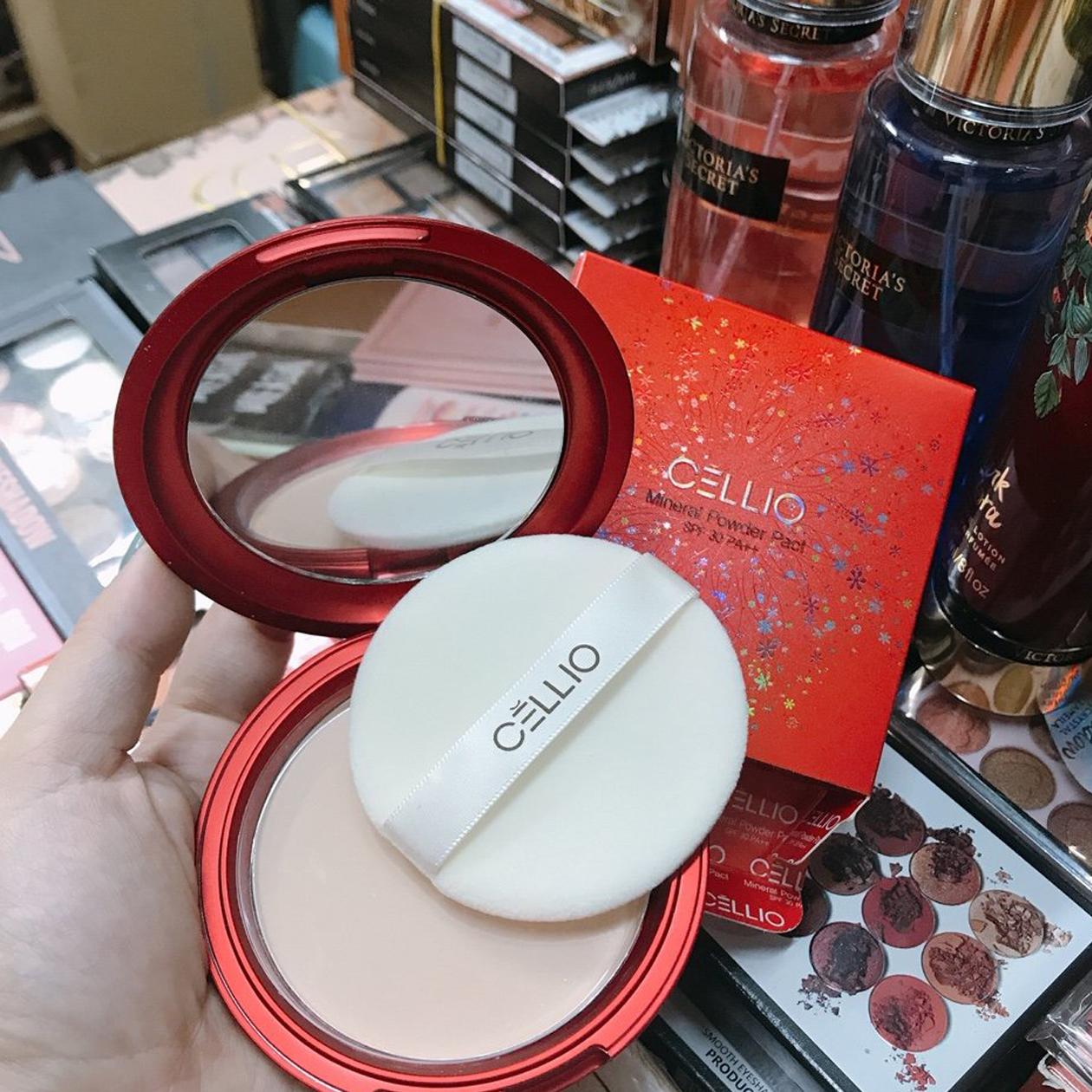 Phấn nén cao cấp Cellio Mineral Power Pact Hàn Quốc 15g (Hộp đỏ)