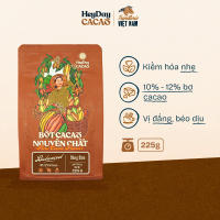 Bột cacao nguyên chất Việt Nam không đường Heyday - Túi zip 225g - Dòng Balanced 10% - 12% bơ cacao tự nhiên - Hỗ trợ giảm cân - Keto - Vị socola nguyên bản