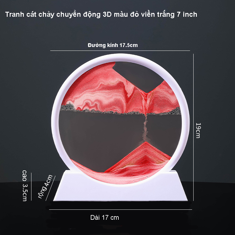 Tranh Cát Chảy Chuyển Động 3D Trang Trí Hình Tròn Viền Trắng -DECOR TRANG TRÍ NHÀ CỬA PHÒNG KHÁCH BÀN LÀM VIỆC
