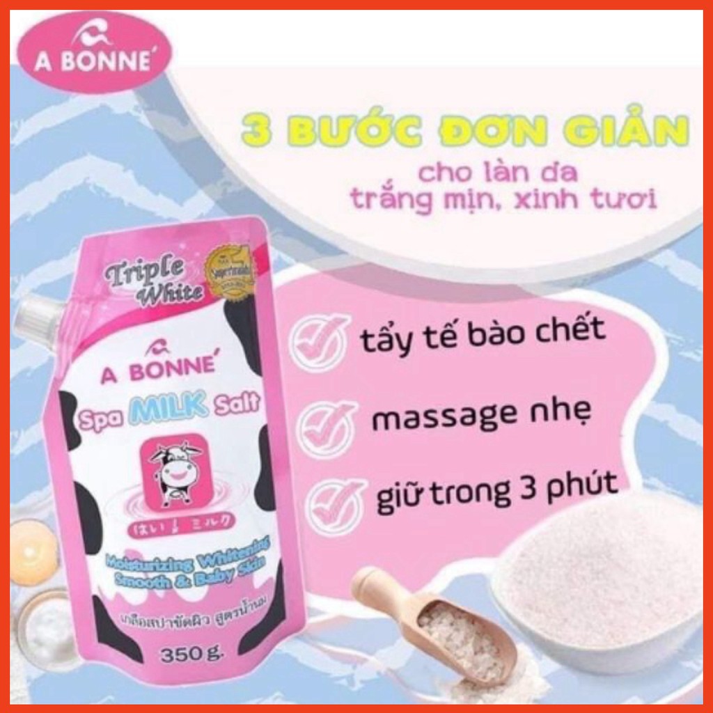 [Hcm]Muối Tắm Sữa Bò Tẩy Tế Bào Chết A Bonne Spa Milk Salt 350G Ngừa Mụn Trắng Da